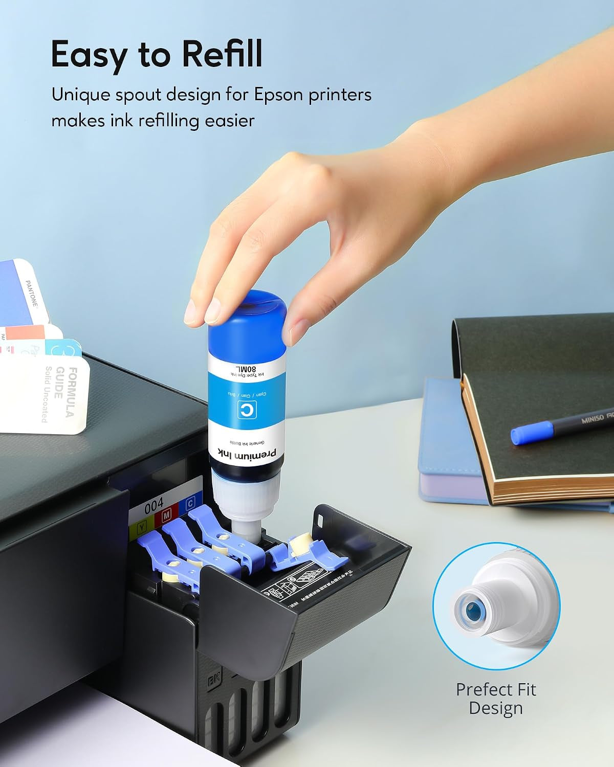 Compatible Ink Bottle Replacement for Epson 502 (Not Sublimation Ink), Use for ET-2850 ET-3830 ET-3850 ET-2760 ET-3760 ET-15000 Printer, 2 Black,Cyan,Magenta,Yellow, High Capacity 5 Bottles