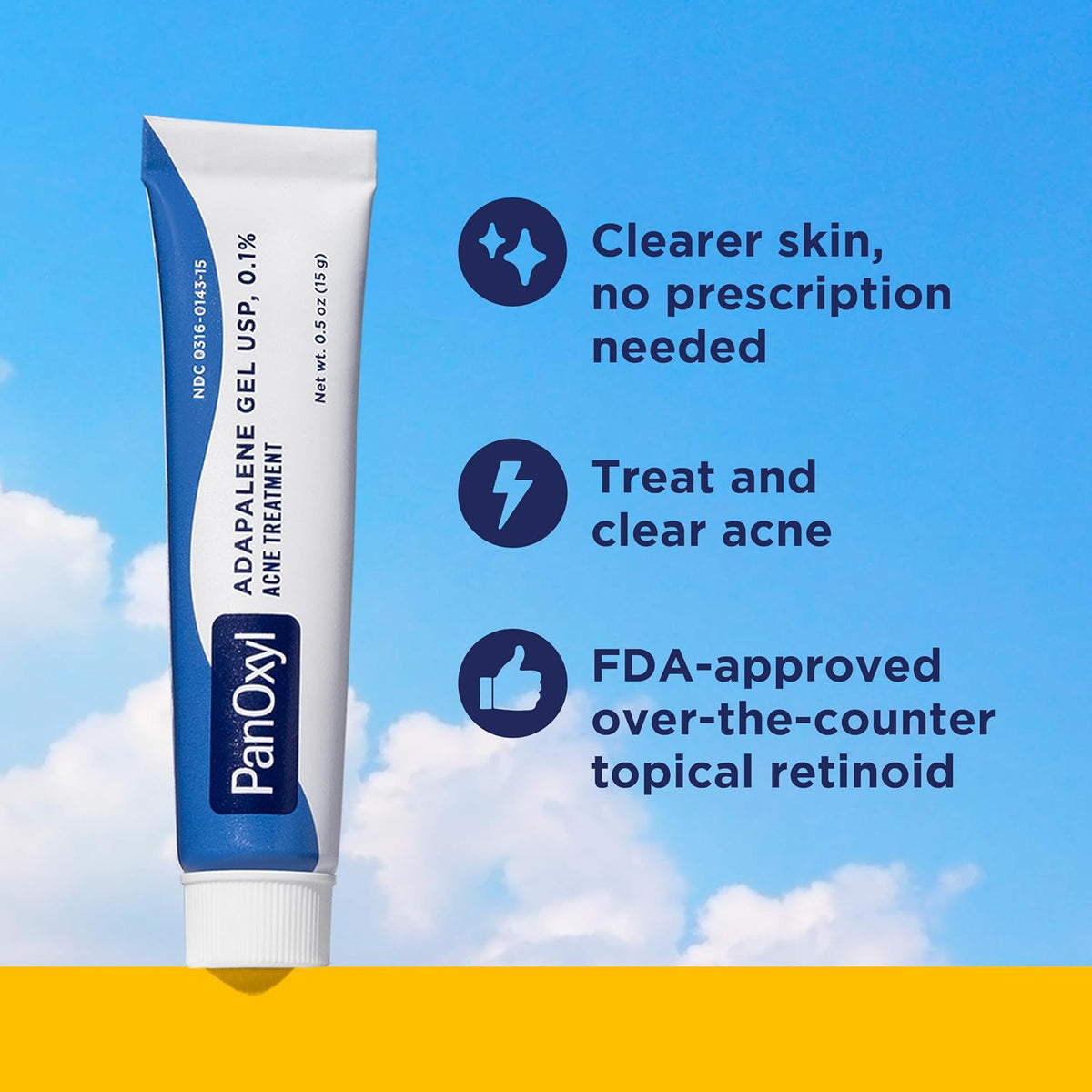 Adapalene 0.1% Leave-On Gel, Retinoid Gel Acne Treatment, 30-Day Supply, Acne Prone Skin, Oil, Fragrance, and Paraben Free, 0.5 Oz