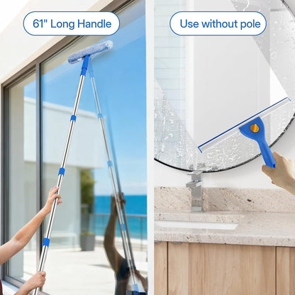 Window Cleaning Kit with Bucket, Squeegee and Scrubber for Outdoor