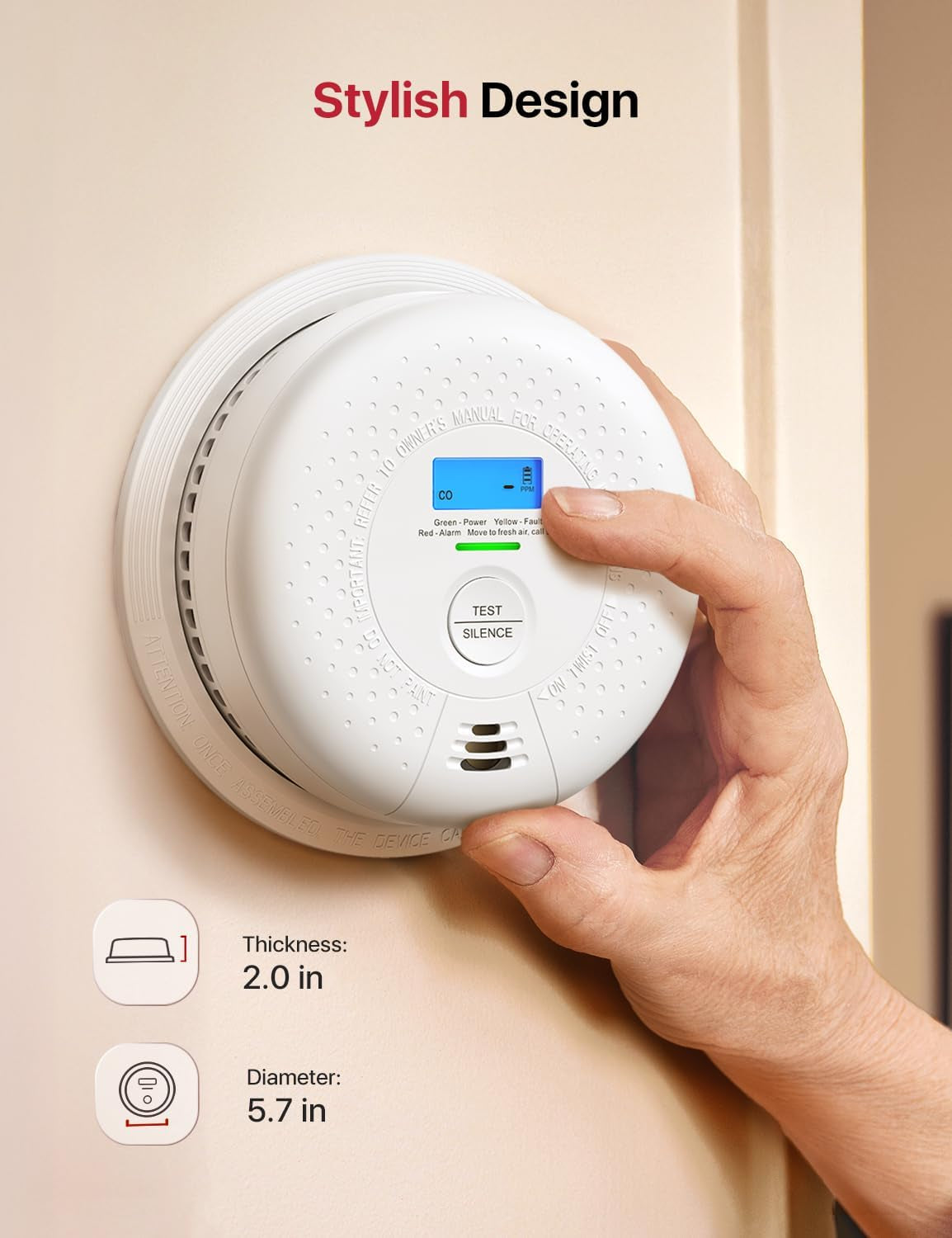 Smoke Detector and Carbon Monoxide Detector, SC01, 1-Pack