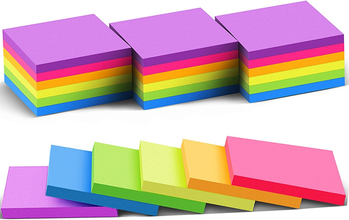 (24 Pack) Sticky Notes 3X3 in Post Bright Stickies Colorful Memo Pads