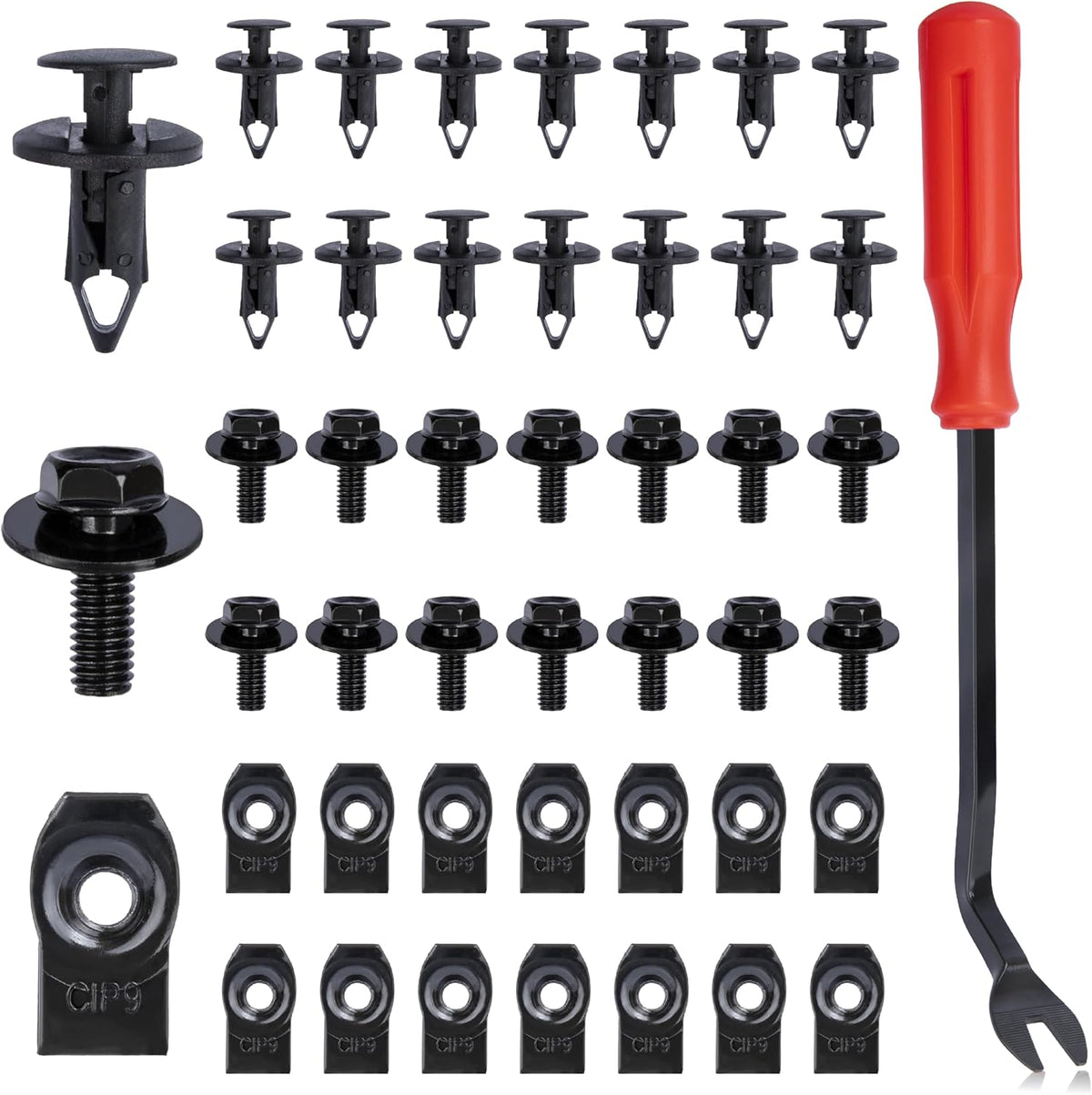 45PCS Engine under Cover Splash Shield Guard Body Bolts Screws (Black)