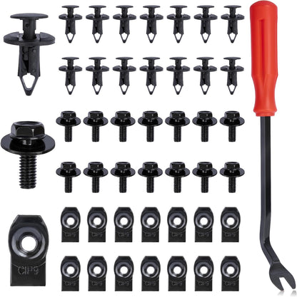45PCS Engine under Cover Splash Shield Guard Body Bolts Screws (Black)