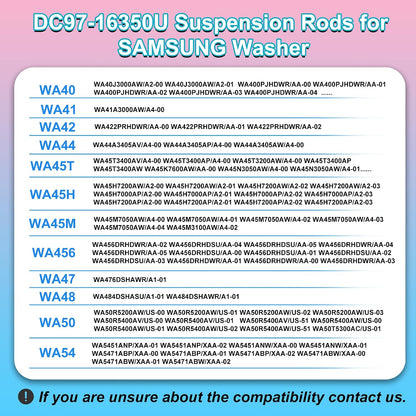 Upgraded DC97-16350U DC97-16350T Washer Suspension Rods for SAMSUNG WA50R5200AW/US, WA50R5400AV/US WA50R5400AW/US WA45T3200AW/A4 WA45H7000AW/A2 and WA45N3050AW/A4 Washing Machine（4Pcs）