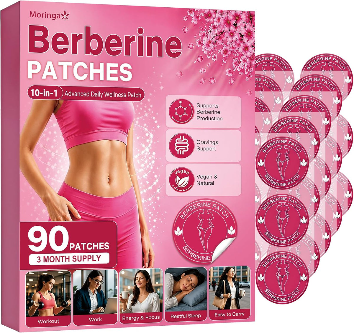 GLPLUS-1 Patches,Berberine Patches for Women & Men, Moringa Berberine Patch