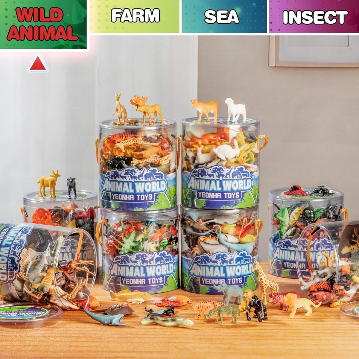 60 Piece Mini Zoo Animal Toy with Gift Box, Plastic Jungle Animal Figurines