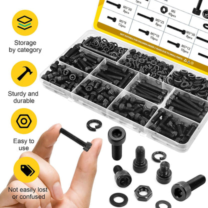 272PCS M5 Socket Screws Assortment Kit, M5X8/10/12/16/20/25/30/35 Mm