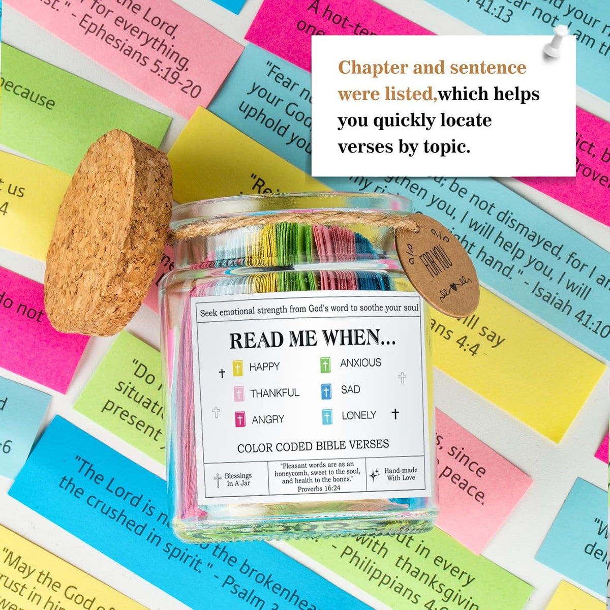Bible Verse Jar(Kjv) - Christian Gifts for Women, Men, Mom, Dad, Friend, Birthday Gifts for Women, Easter Basket Suffers, Christmas & Mothers Day Gift, Graduation Gift- Prayer Jar Daily Encouragement