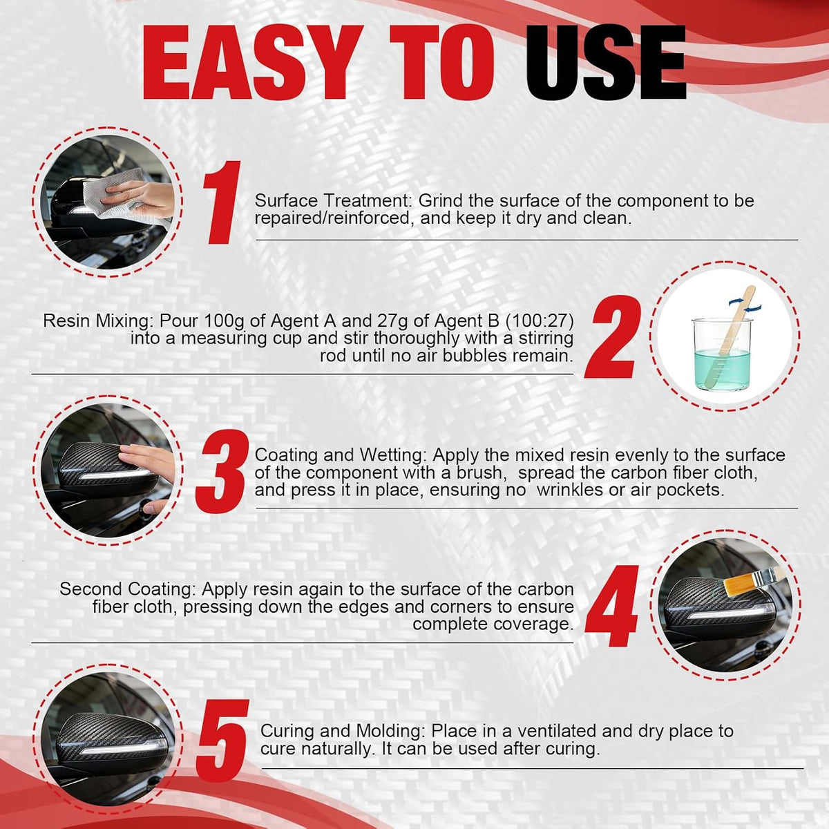 Carbon Fiber Epoxy Repair Kit for Bikes & Cars