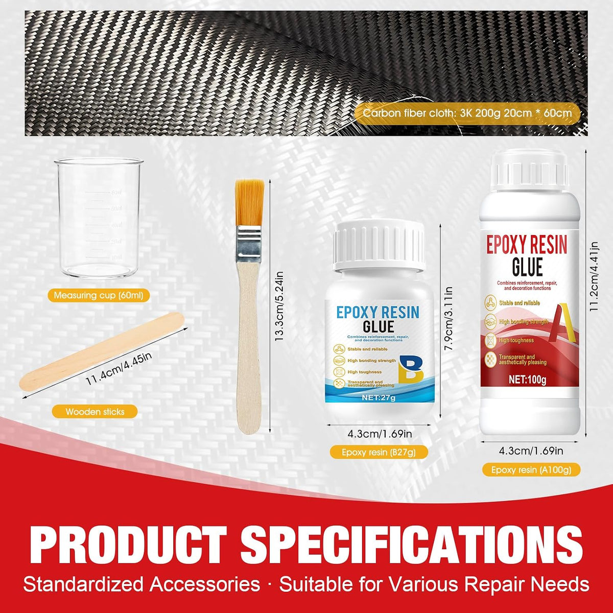 Carbon Fiber Epoxy Repair Kit for Bikes & Cars