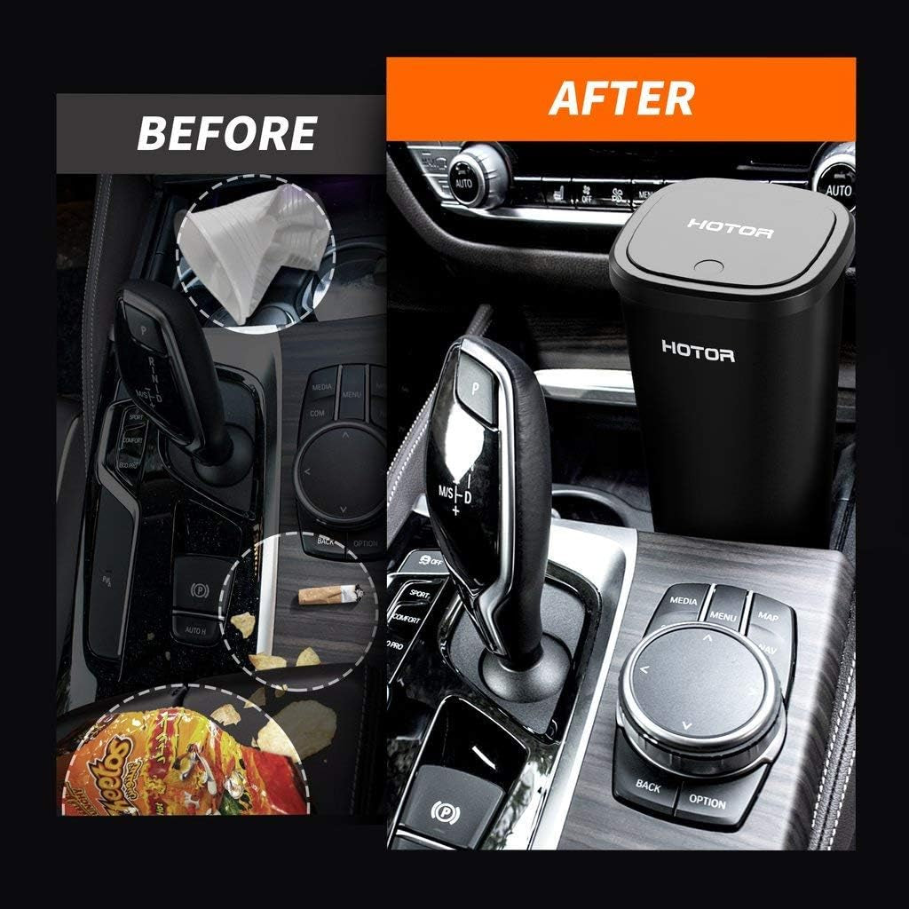 Car Trash Can with Lid, 30 Trash Bags, Black, 2-Pack