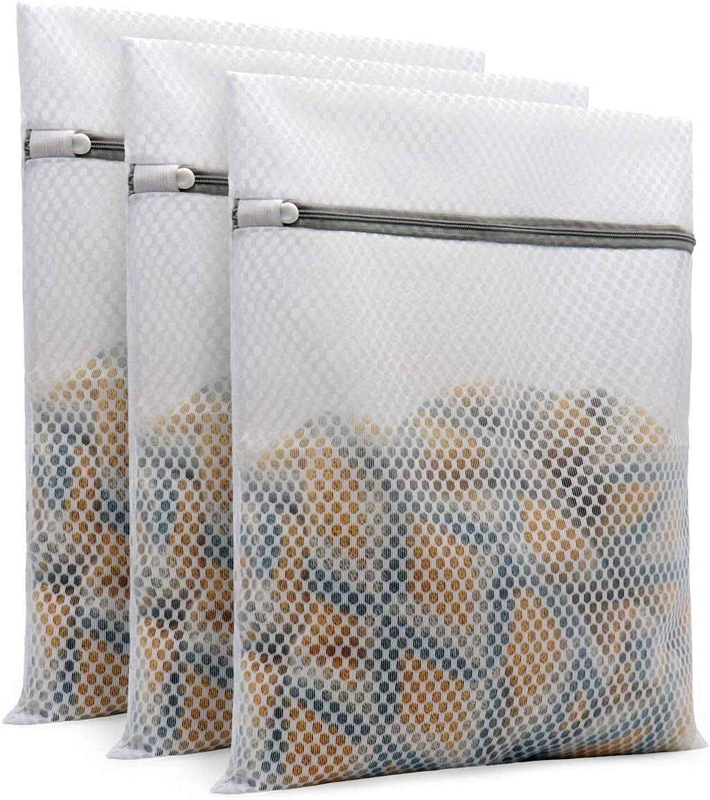 3Pcs Durable Honeycomb Mesh Laundry Bags for Delicates 12X16 Inches