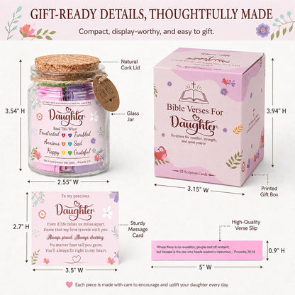 Bible Verses Jar for Daughter – Daughter Gifts from Mom, Graduation Gifts for Daughters, 92 Bible Verses Folded by Hand, Christian Gift for Women