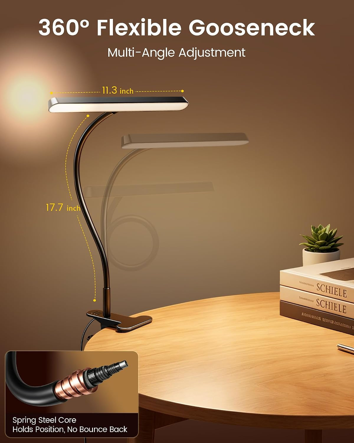 11.3"Wide Coverage Desk Lamp with Clamp,57 LED Clip on Desk Light
