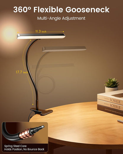 11.3"Wide Coverage Desk Lamp with Clamp,57 LED Clip on Desk Light