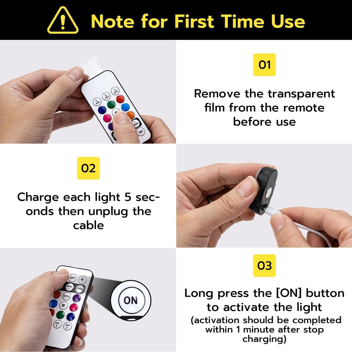 4 Pcs Wireless Rechargeable Magnetic LED Strobe Lights, 8-Colors USB Waterproof Anti-Collision LED Car Flashing Warning Light with Remote Control for Cars, RC Cars, Bikes, Motorcycles
