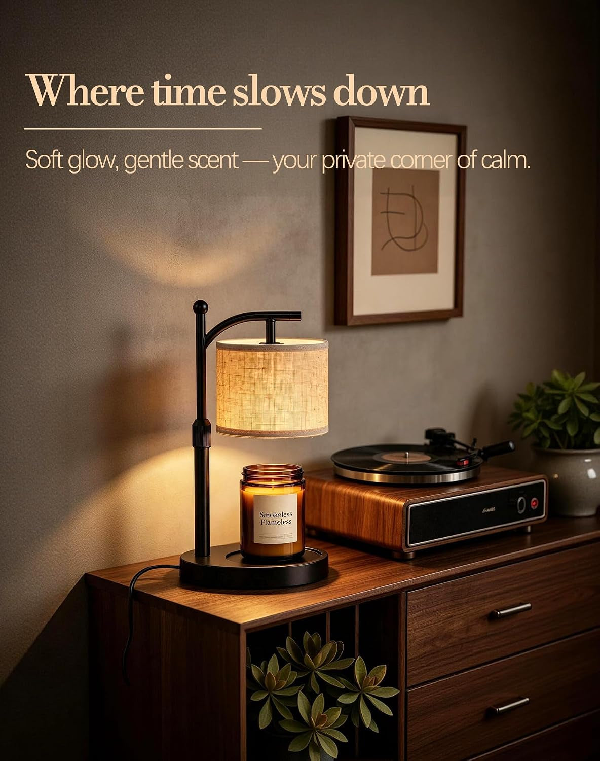 Adjustable Height Candle Warmer Lamp with Timer & Dimmer with 2 Bulbs