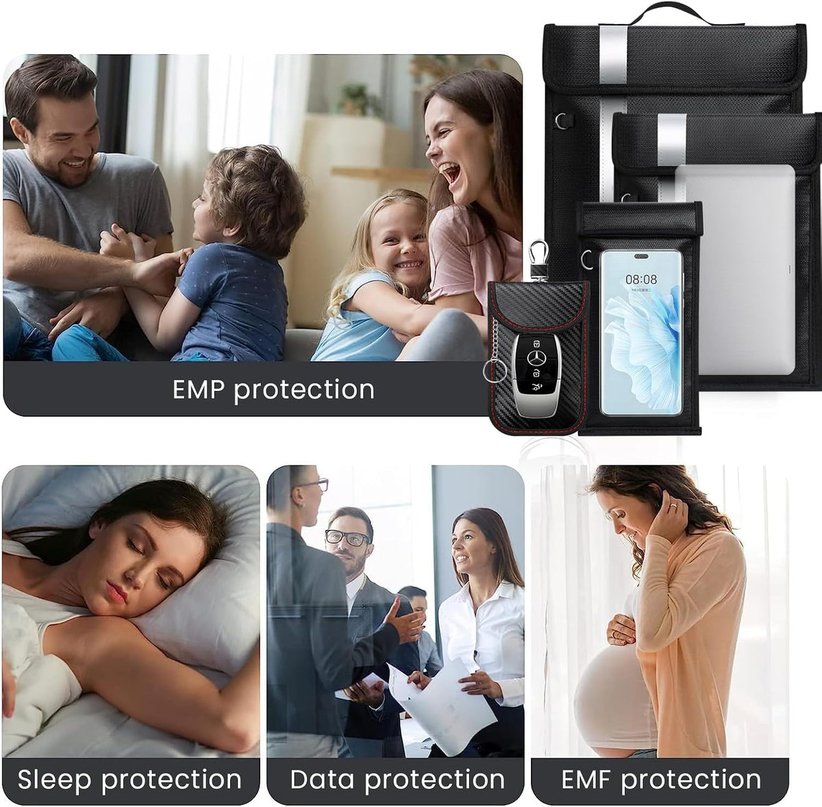 Faraday Bags EMP Proof,Anti-Tracking Faraday Bag for Phones&Laptops & Tablets & Car Keys,Emp Bags Featuring Fireproof & Waterproof,Faraday Cage with Handle
