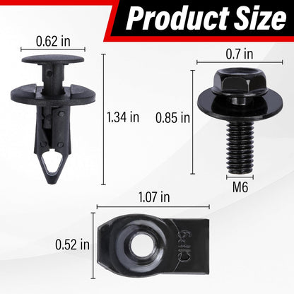 45PCS Engine under Cover Splash Shield Guard Body Bolts Screws (Black)