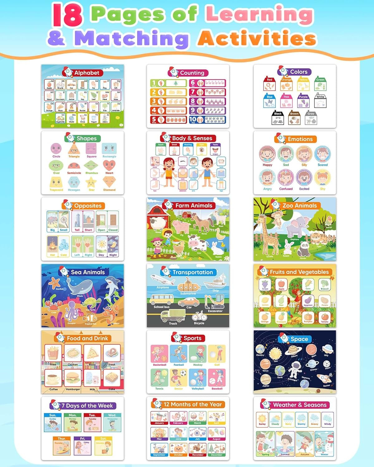 Montessori Busy Book, Learning Educational Toys for 3 4 5 Year Old Gift