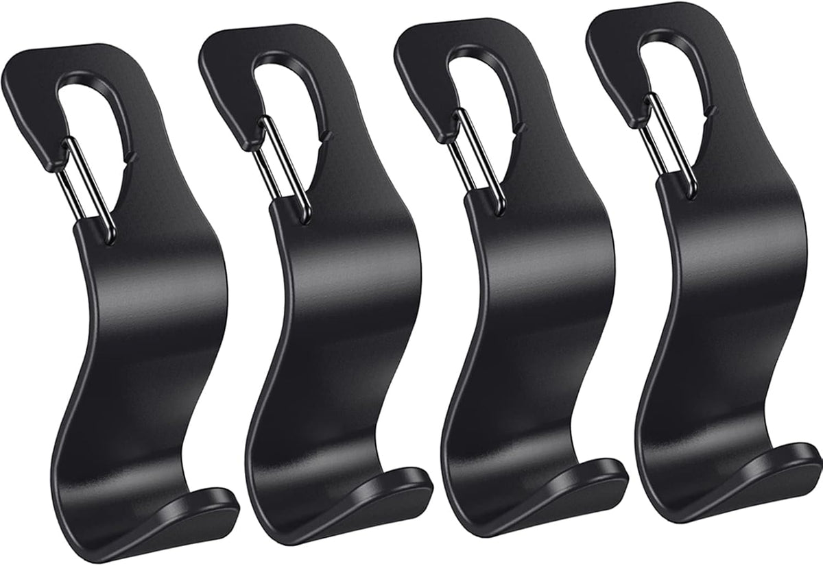 4 Pack Car Back Seat Headrest Hook Hanger for Purse Grocery Bag Handbag Hat, Purse Hook for Car with Clip