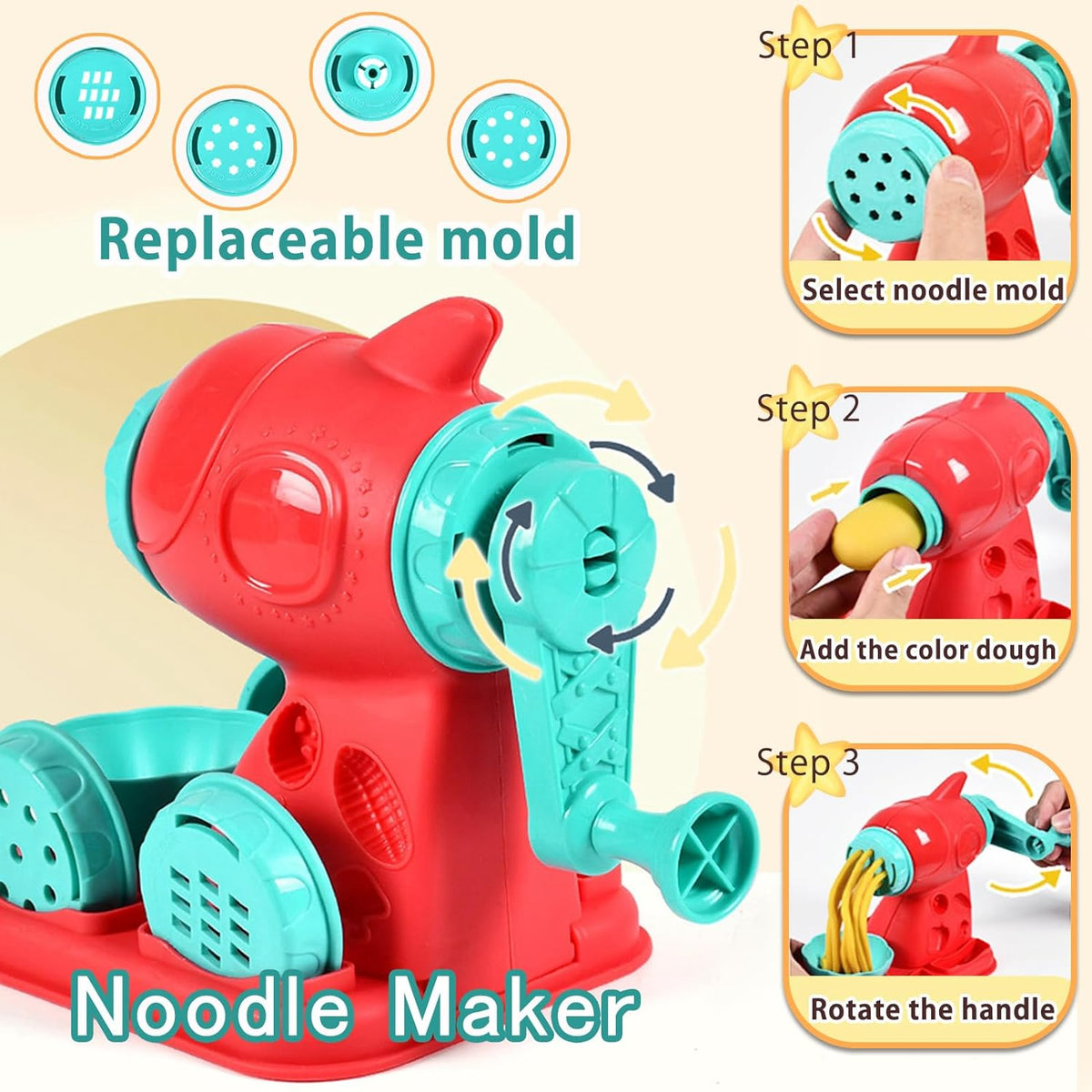 3 in 1 Color Dough Kitchen Creations Set, 12 Colors Dough