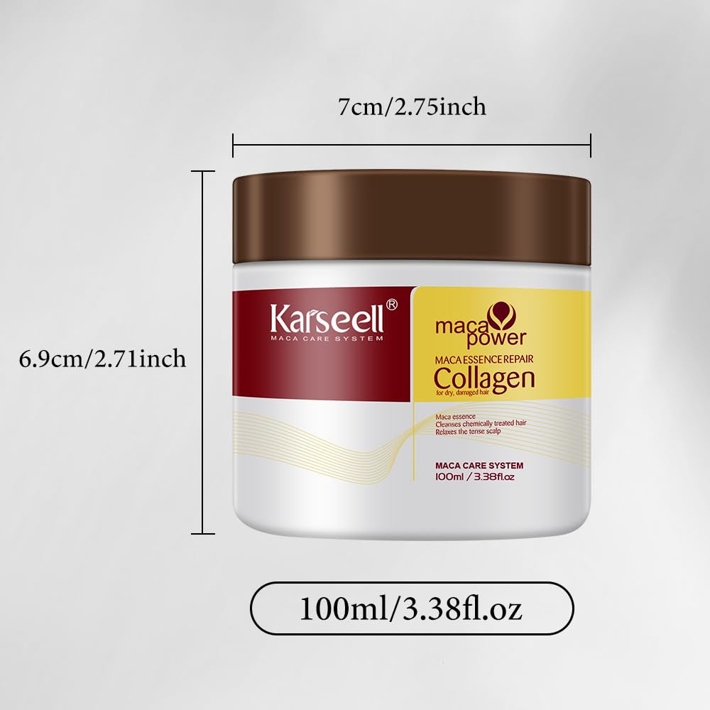 Collagen Hair Treatment for Dry Damaged Hair, 3.38Floz