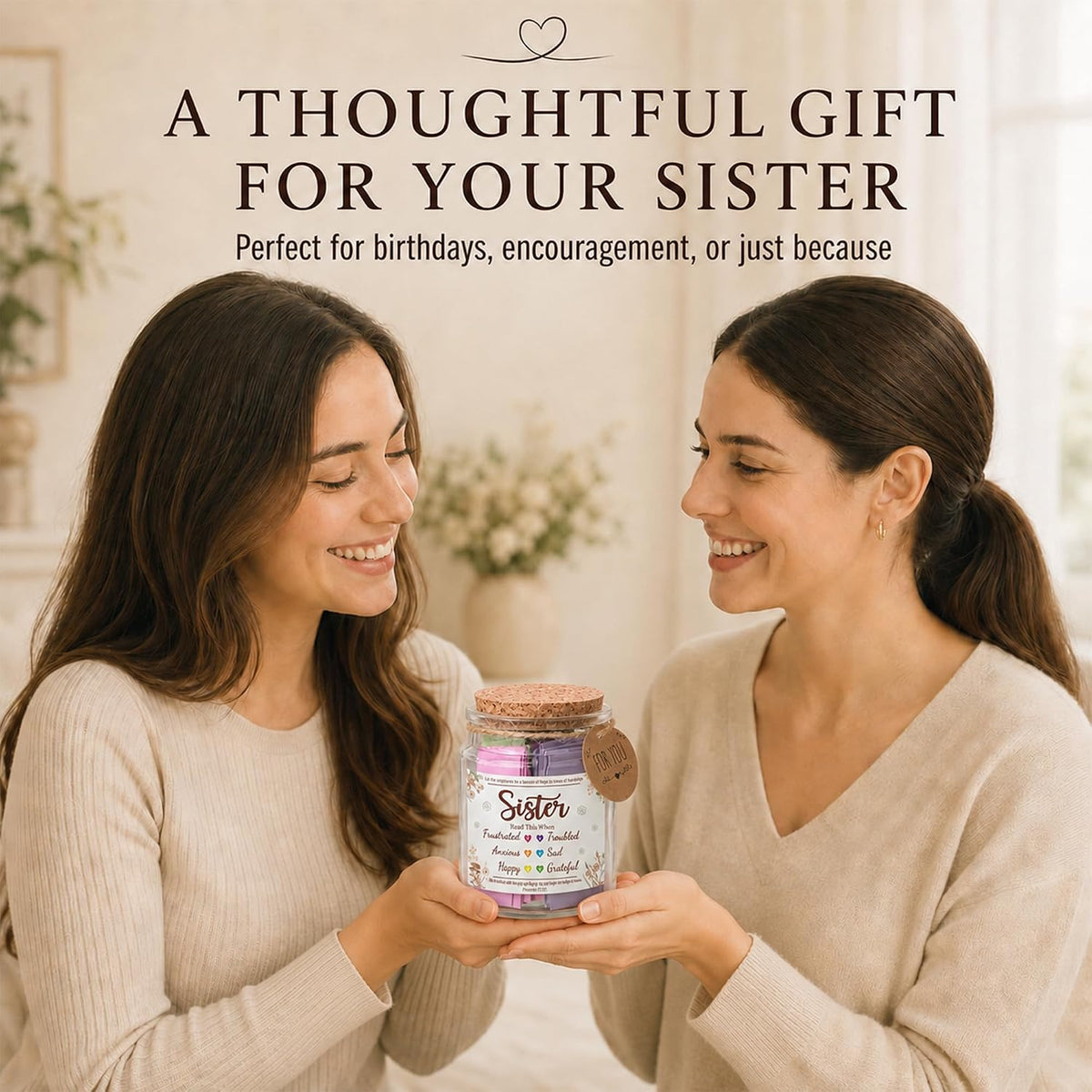 Bible Verses Jar for Sister – Graduation Day Gifts for Sister, Birthday Gifts for Sisters, Christian Gift for Women, Girls