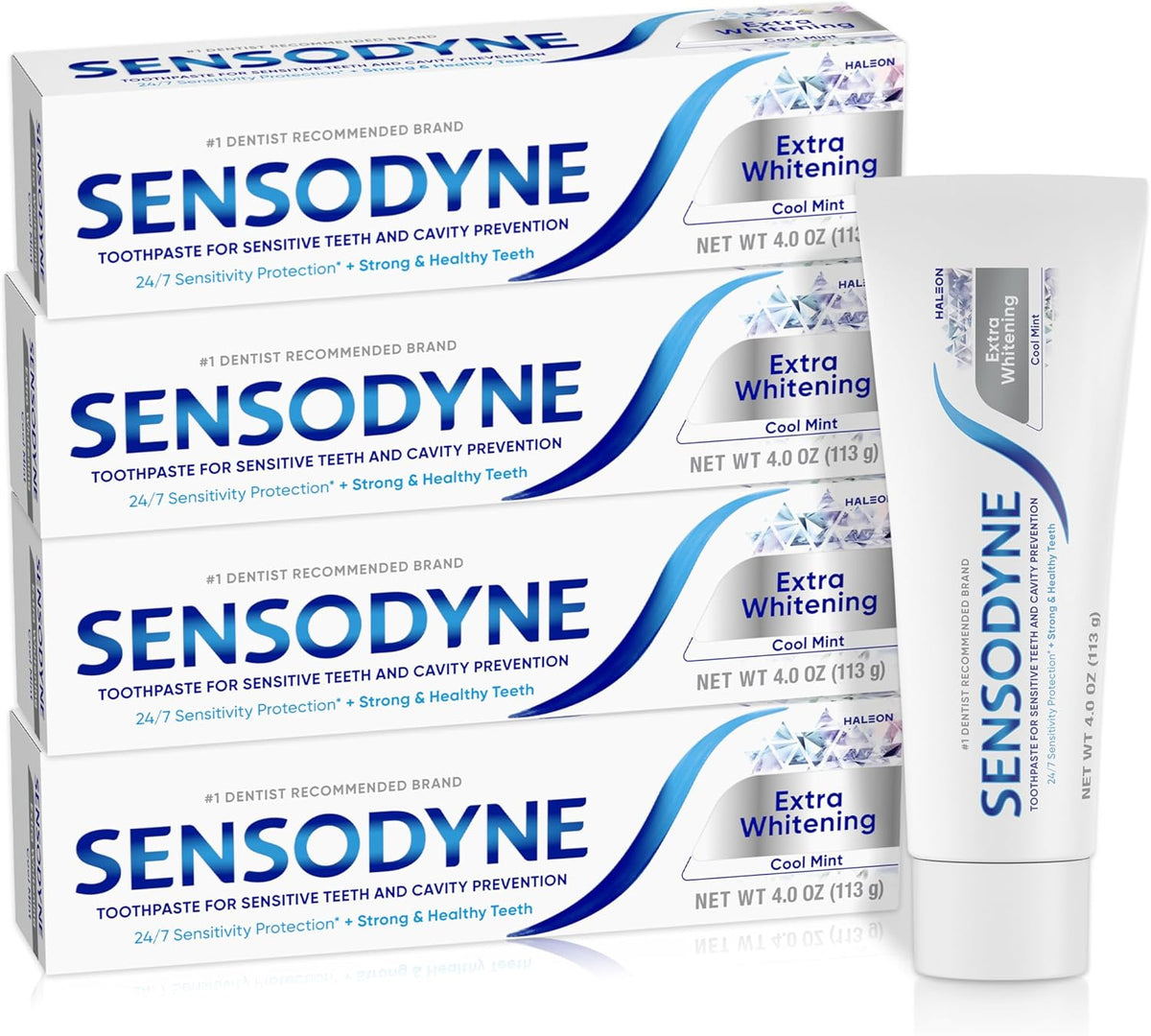 Extra Whitening Cool Mint Toothpaste - 4 Ounces, Pack of 4