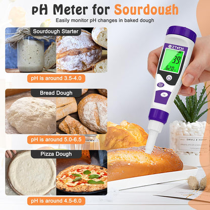 Food Ph Meter, Digital Ph Meter for Food Fermentation Canning