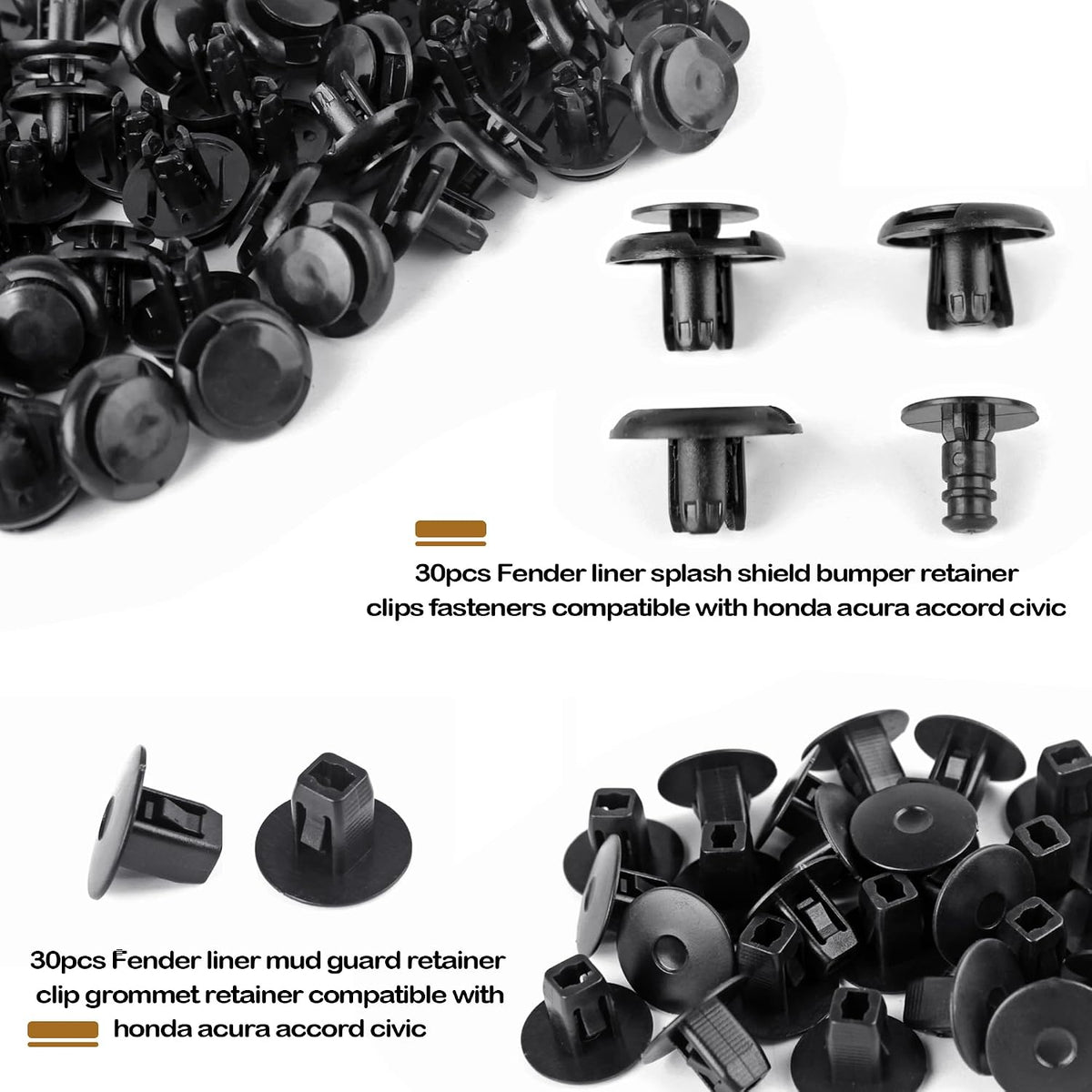 4 in 1 Bumper Fender Liner Clips Fits Honda CR-V Civic Acura Accord