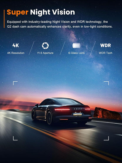 4K Dash Cam Front, 5Ghz Wifi, 32GB Card Included, Mini Dashcam