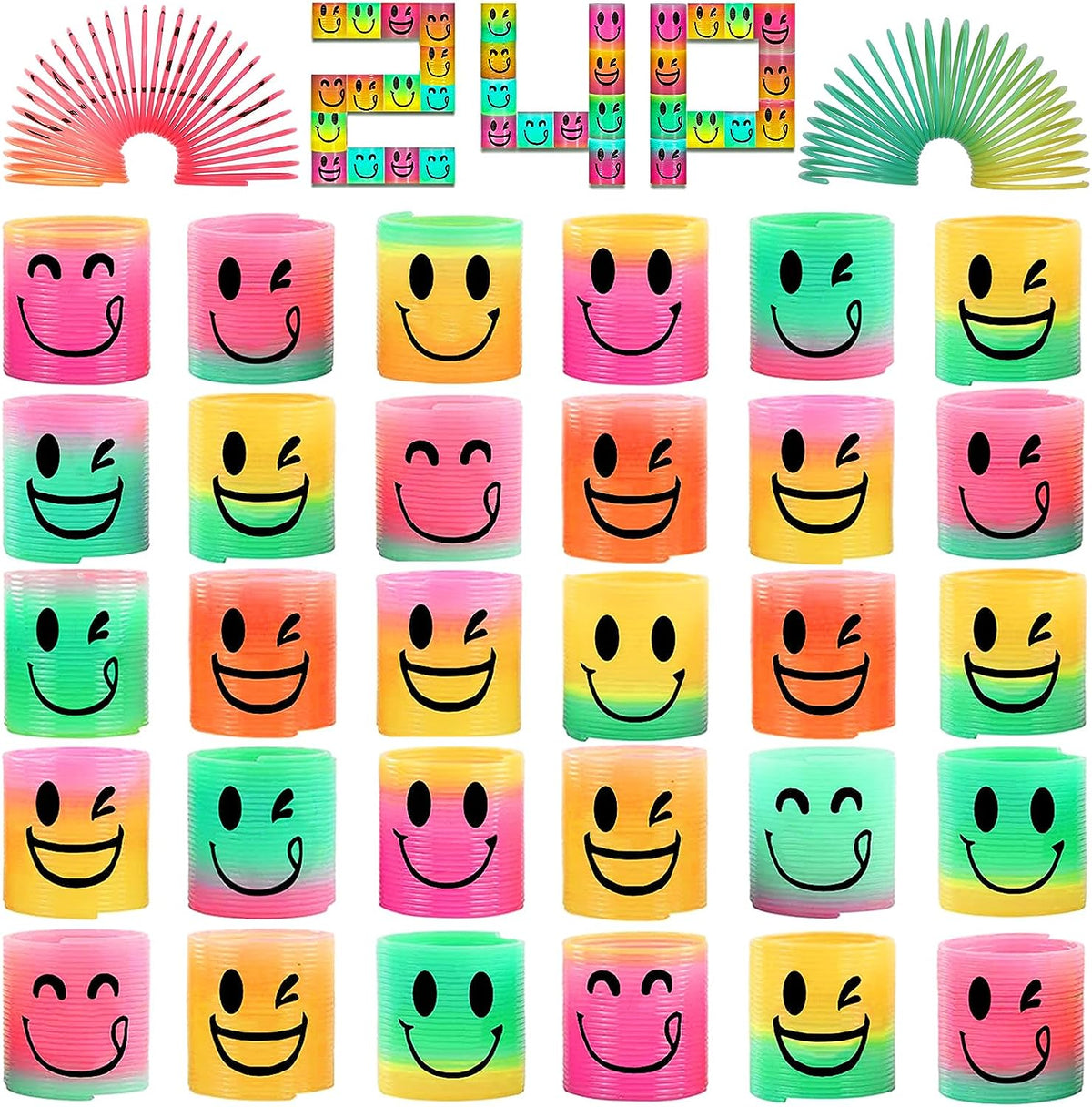 24 Pcs Mini Spring Party Favors for Kids 3-5 4-8, Goodie Bags Stuffers for Birthday Party, Classroom Prizes Kids Prizes, Small Bulk Toys Gifts (4 Smile)