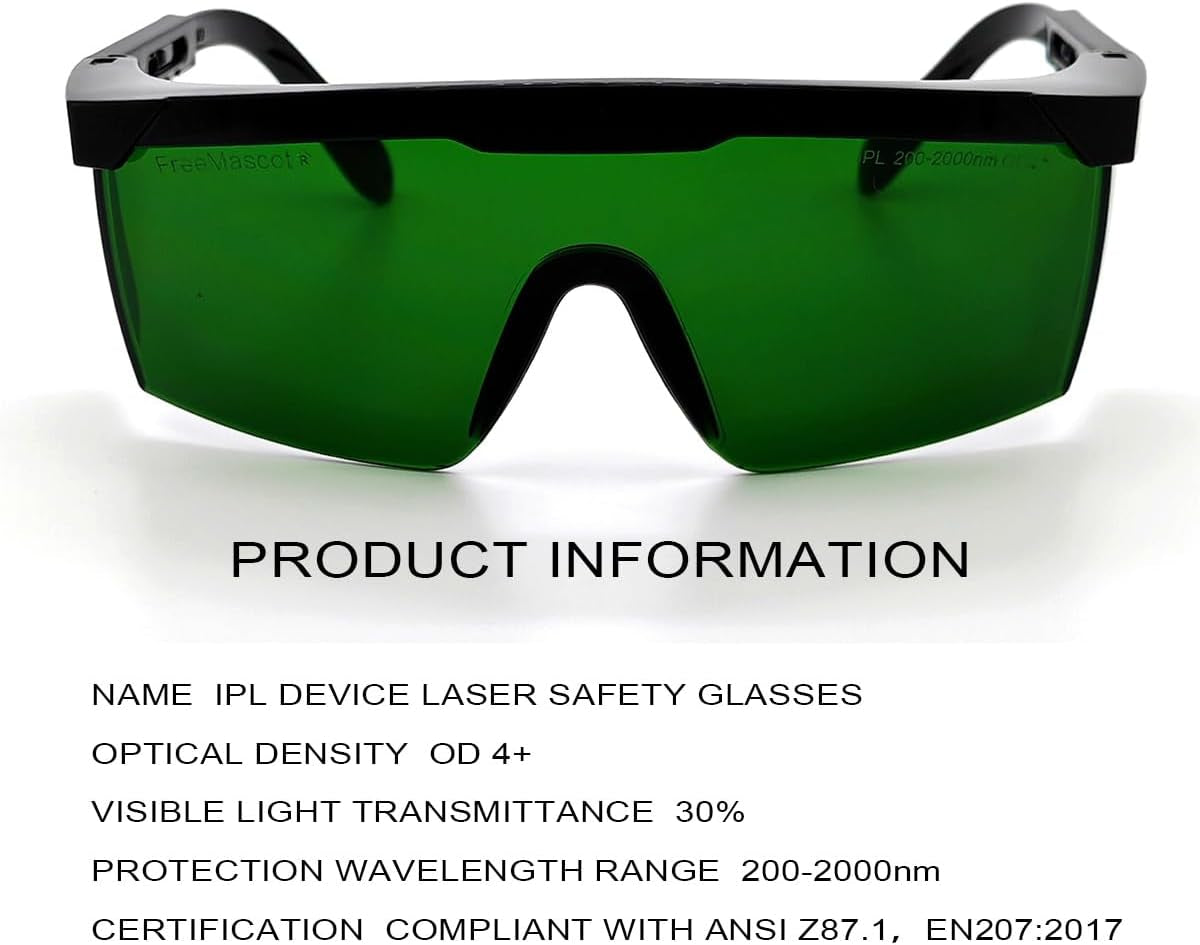 IPL 200Nm-2000Nm Laser Safety Glasses for Laser Hair Removal Treatment and Laser Cosmetology Operator Eye Protection with Case (Green)