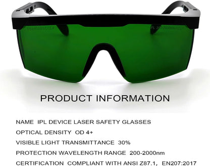 IPL 200Nm-2000Nm Laser Safety Glasses for Laser Hair Removal Treatment and Laser Cosmetology Operator Eye Protection with Case (Green)