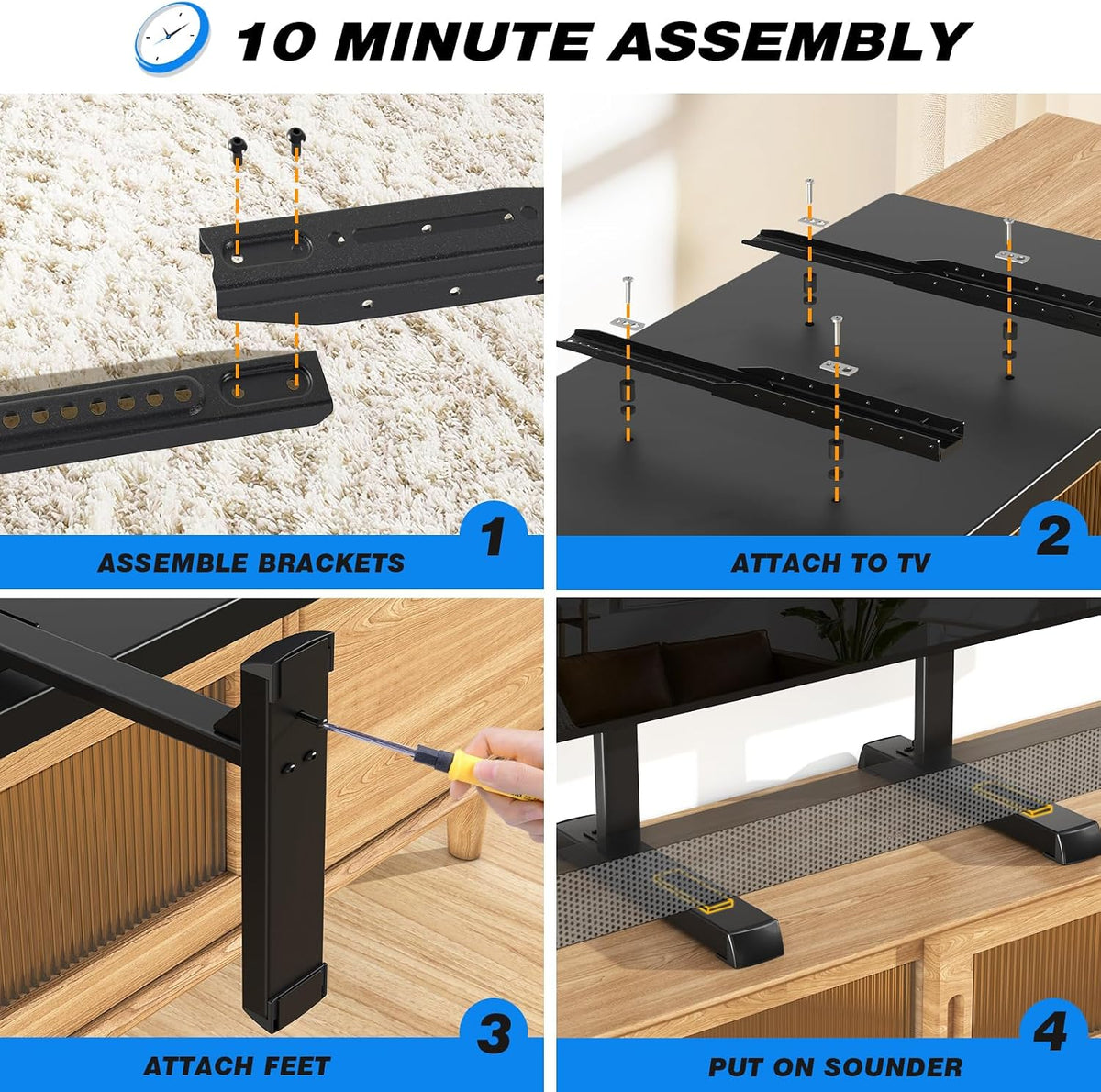 Table Top TV Stand with Height Adjustable TV Legs for 37-90 Inch Tvs