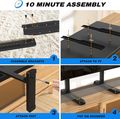 Table Top TV Stand with Height Adjustable TV Legs for 37-90 Inch Tvs