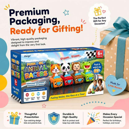 Press to Go Car Toys, Montessori Toys for 1 Year Old Boy Gifts