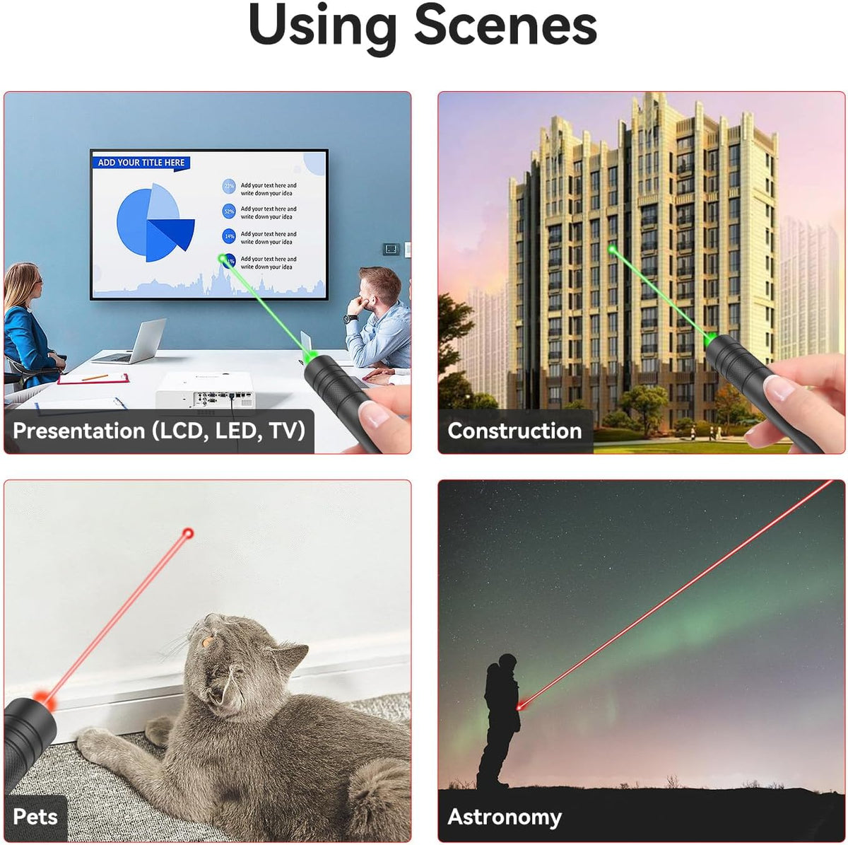 [2 Packs Green+Red] Rechargeable Laser Pointer High Power Green Red Beam Laser Light Long Distance Range for TV/LED/LCD Screens Tactical Flashlights Presentation Office/Outdoors/Astronomic