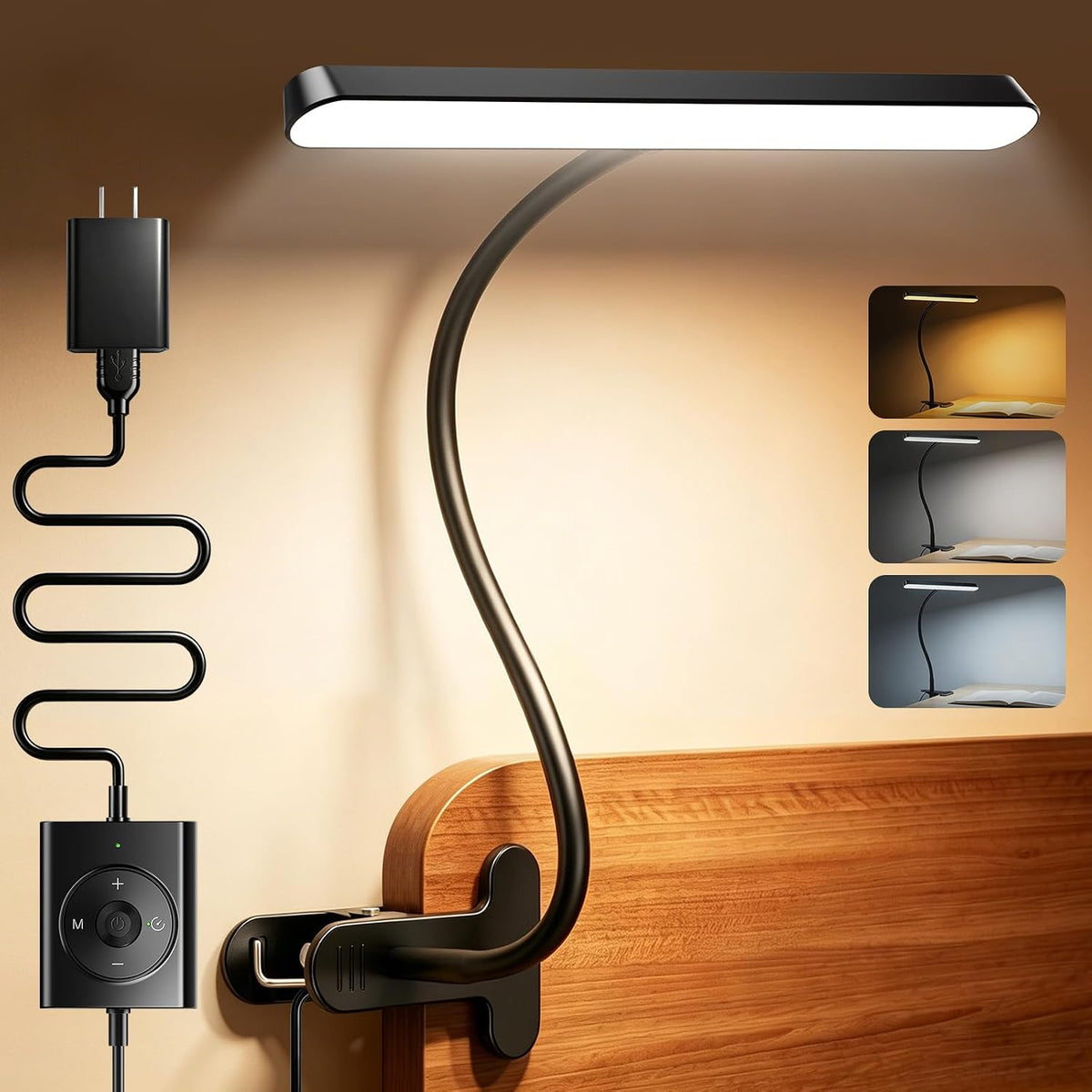 11.3"Wide Coverage Desk Lamp with Clamp,57 LED Clip on Desk Light