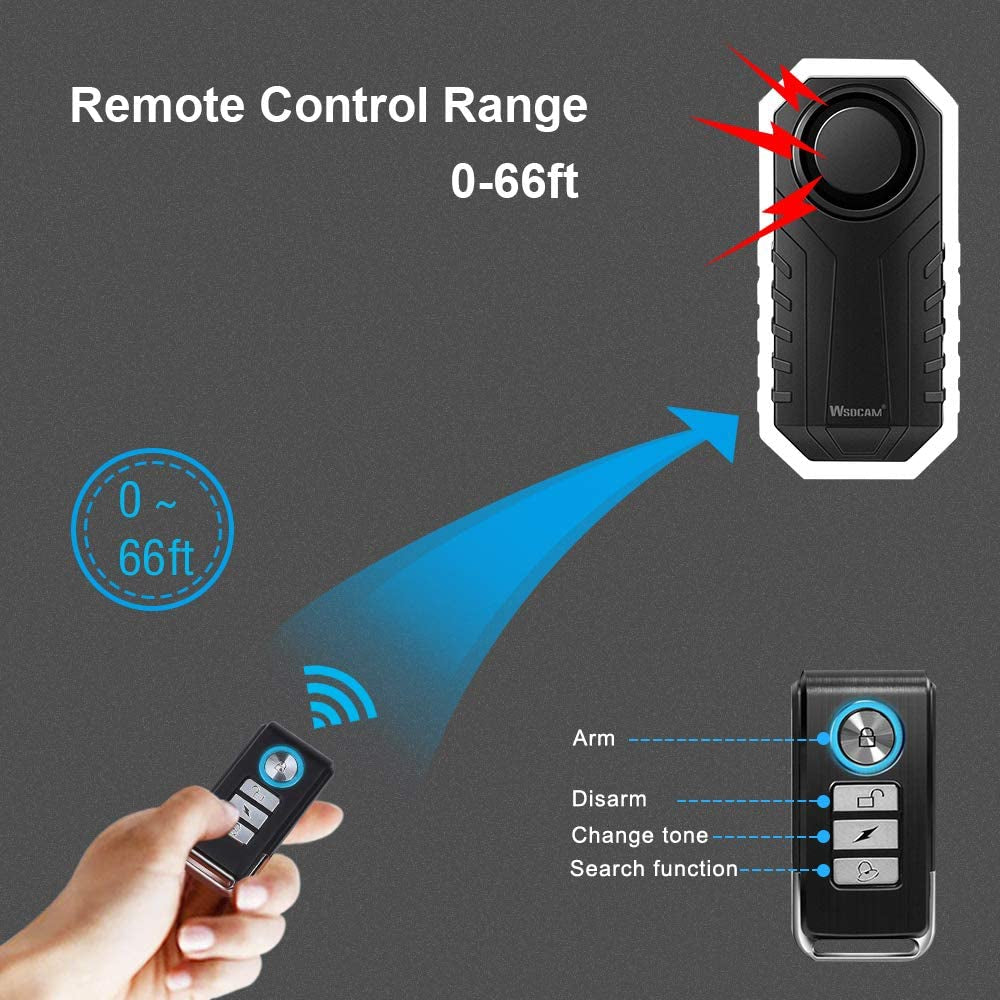 113Db Bike Alarm Wireless Vibration Motion Sensor Waterproof Motorcycle Alarm with Remote