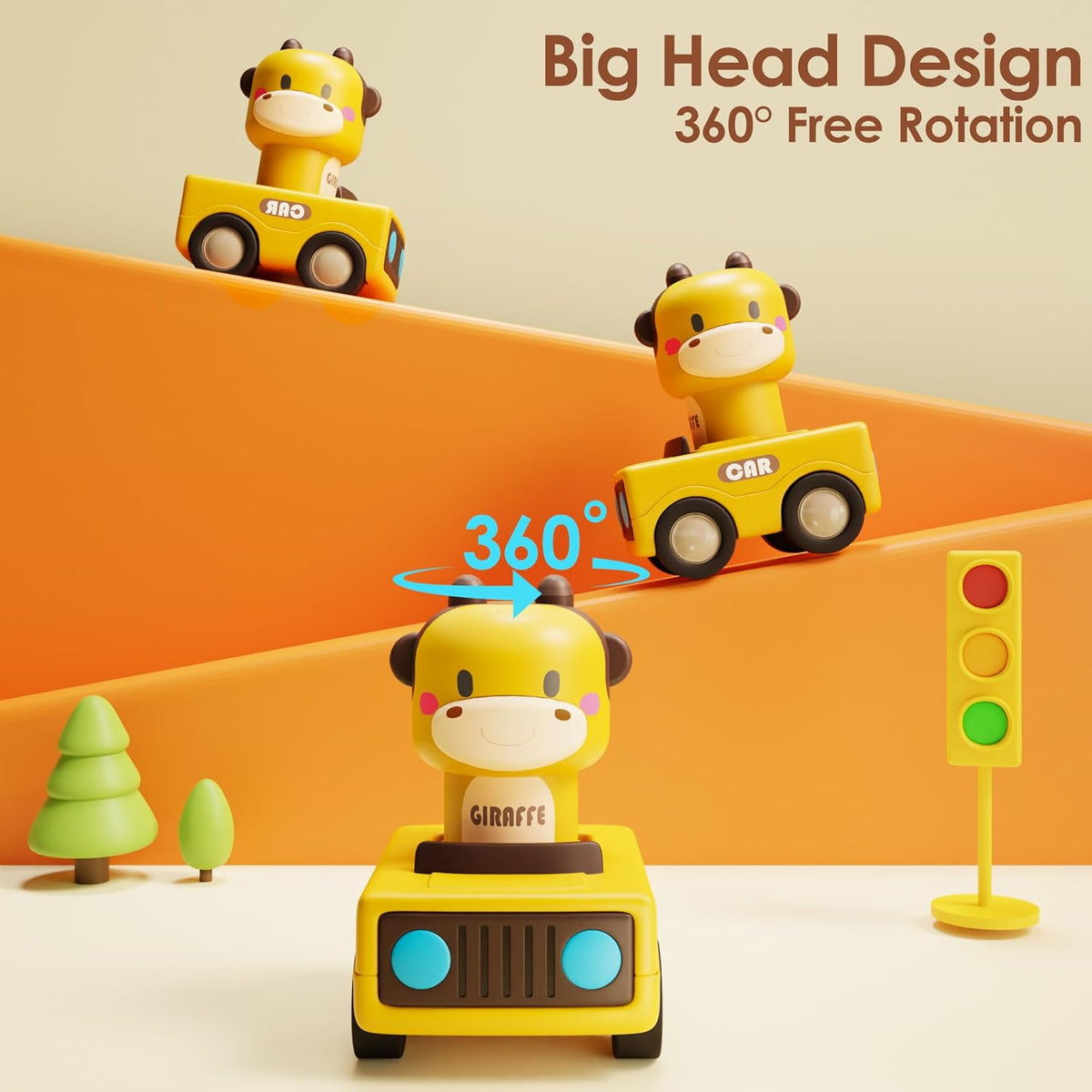 Baby Press to Go Car Toys for Toddlers 1-3, 1 Yr Old Boy Gift