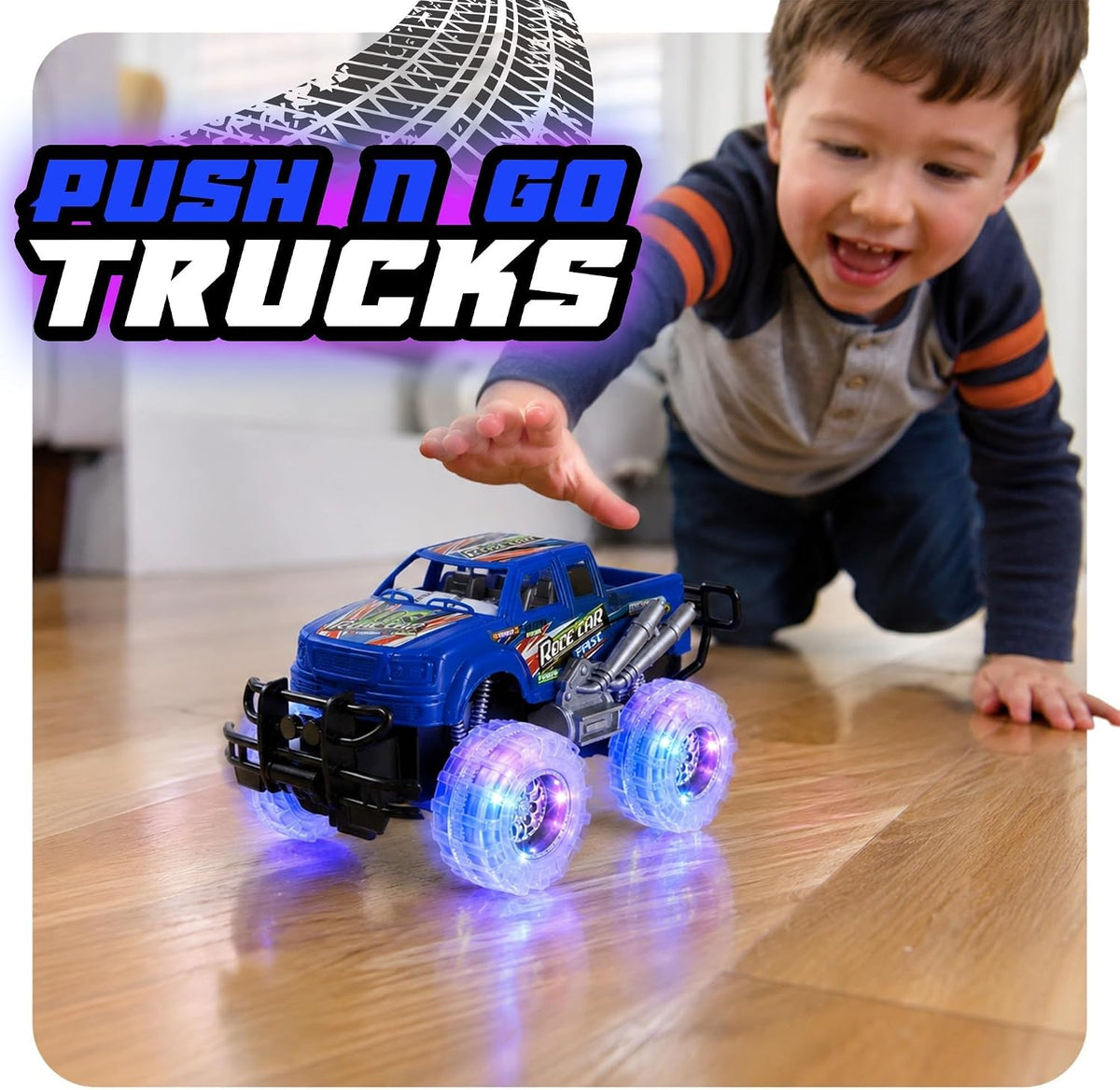 Light up Monster Truck Toys for Toddler Boys, Toy Cars Gift
