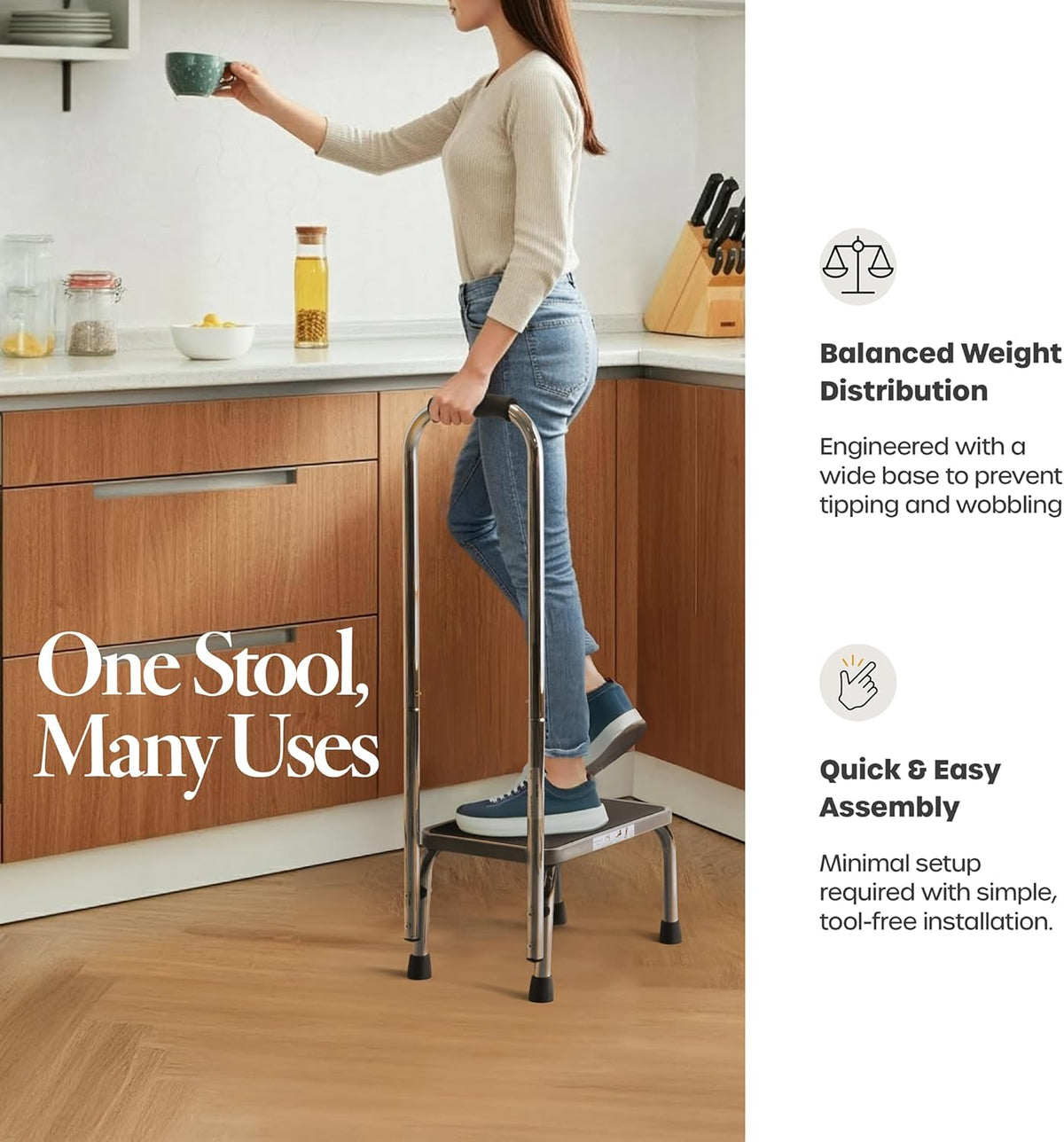 Step Stool with Handle for Adults