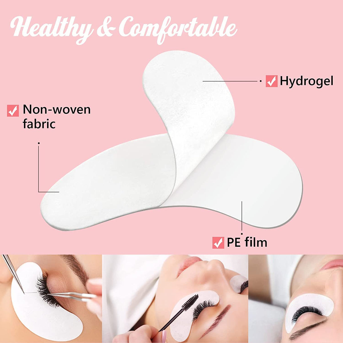 100 Pairs  Natural Hydrogel Eye Gel Pads - Collagen and Aloe Vera Patches for under Eyes - Eyelash Extension Kit