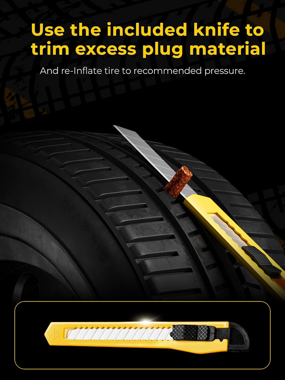 Flat Tire Repair Kit 15Pcs, Heavy Duty Tire Plug Kit to Fix Puncture