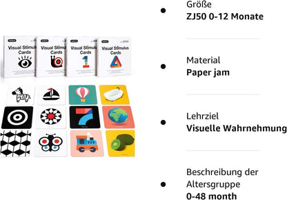 High Contrast Baby Flashcard, 80Pcs 160Page Visual Stimulation Cards