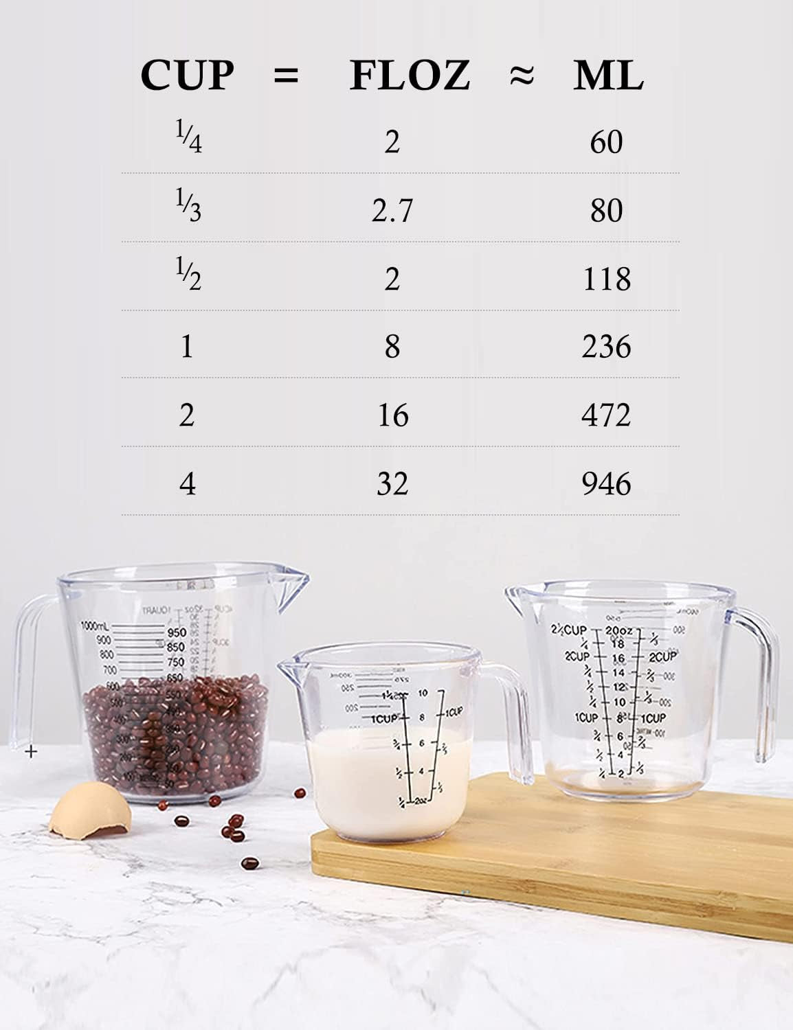 Measuring Cups Set, Liquid Measuring Cups for 3 for Kitchen
