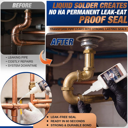 50Ml Copper Soldering Kit, No Heat Liquid Solder for Copper Pipe W/Precision Nozzle, Instant Leak Repair Plumbing Solder for Copper&Brass, up to 500 PSI,-60°F to +300°F,Bonding Solution for Pipe&Hvac