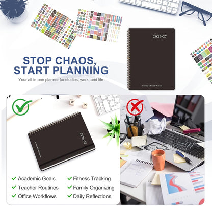 Planner 2026-2027, Weekly and Monthly Calendar Planner, JUL 2026 - JUN 2027